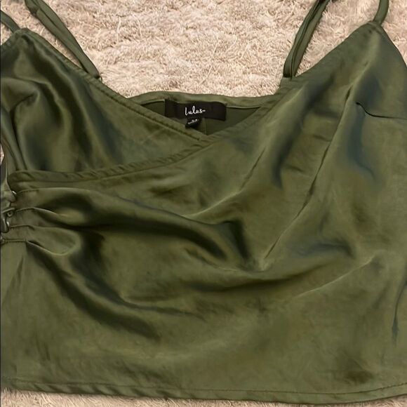 Lulu's Green Asymmetrical Ruched Camisole - Picture 5 of 5